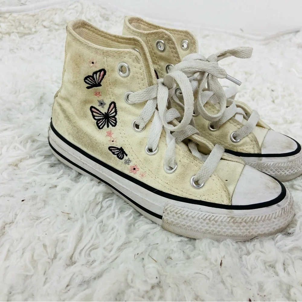 CONVERSE Kids High-Top Sneakers with embroidered Butterfly Design size 11